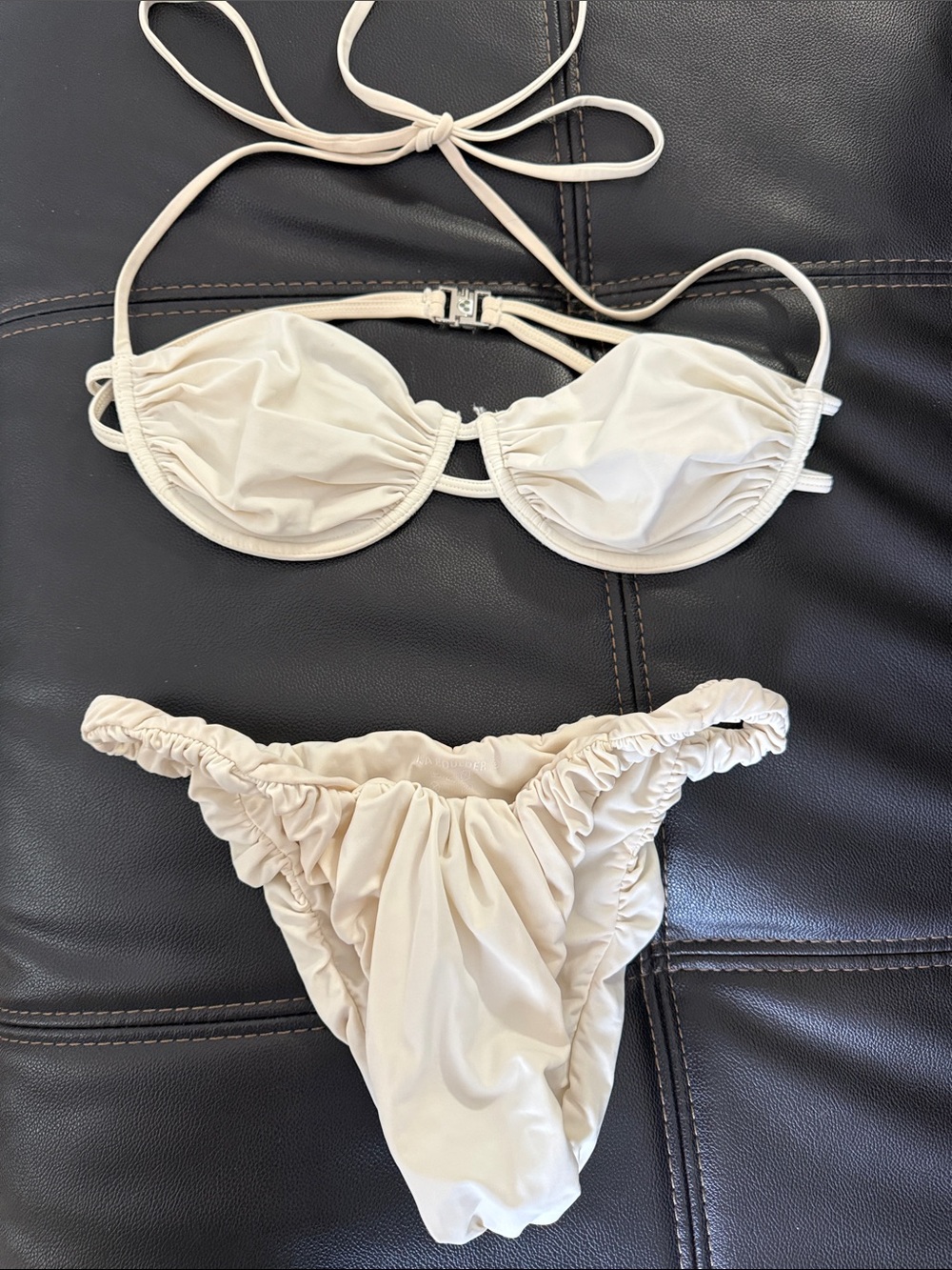 Isa Boulder Cream Ruched Bikini Set